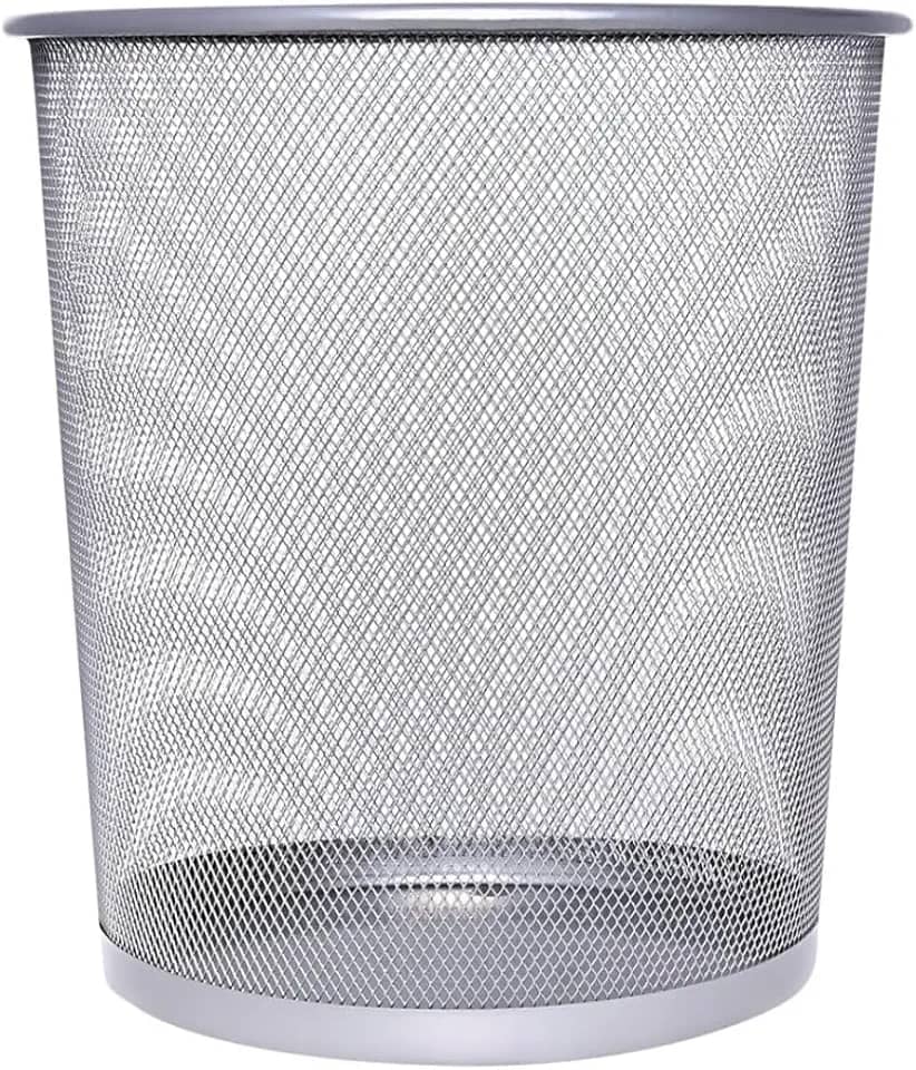 Lixeira de Metal 10L Aramado Telado e Resistente Ideal Para Escritório Cor Cinza Metálico - Premium