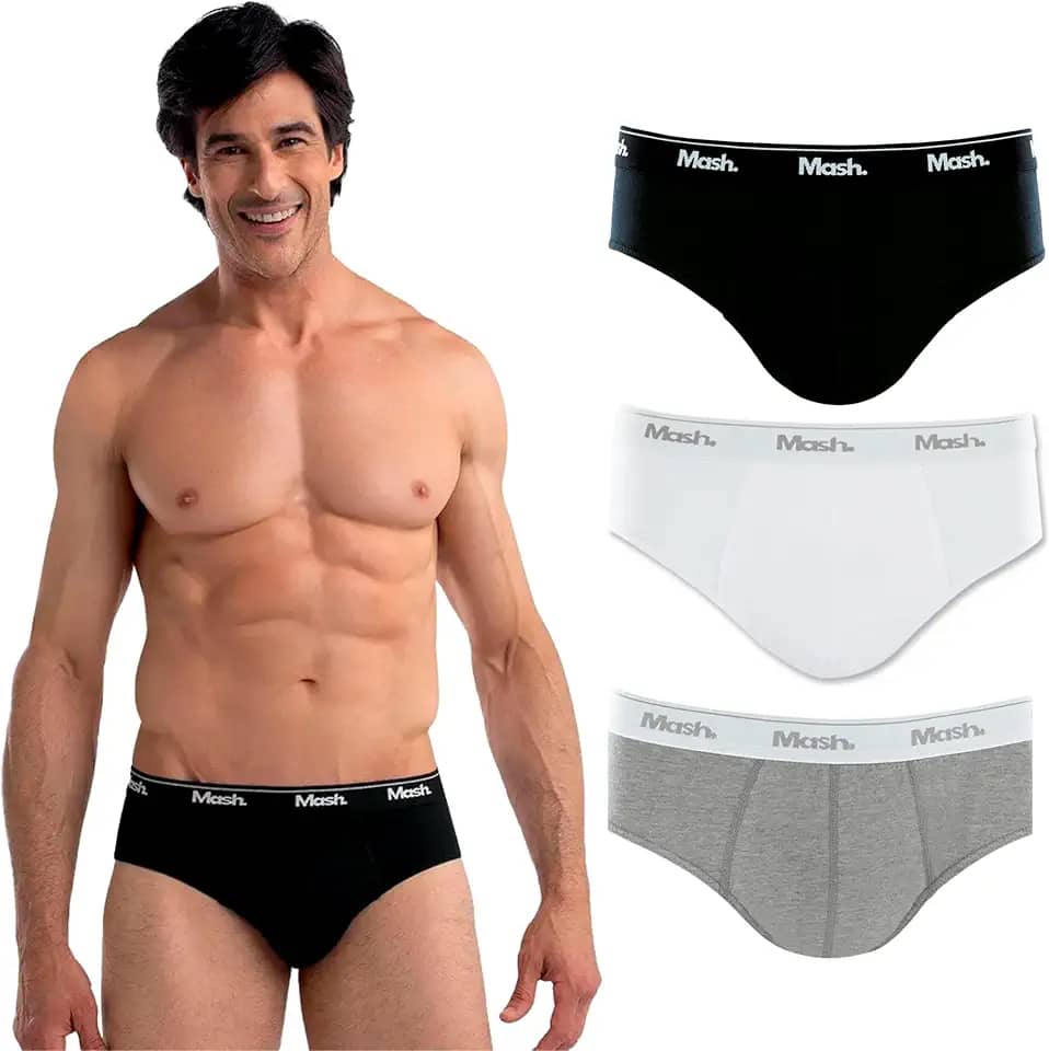 Kit 3 Cuecas Slip Algodão Elástico Boxer Mash Algodão Masculino Adulto