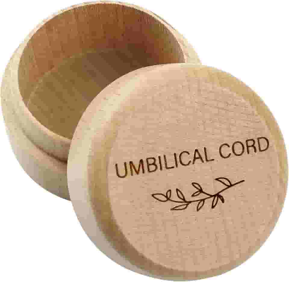 Caixa de memória de madeira para cabelo fetal para bebês/cordão umbilical, caixa de memorial esculpida para presente de bebê recém-nascido (caixa de cordão umbilical)