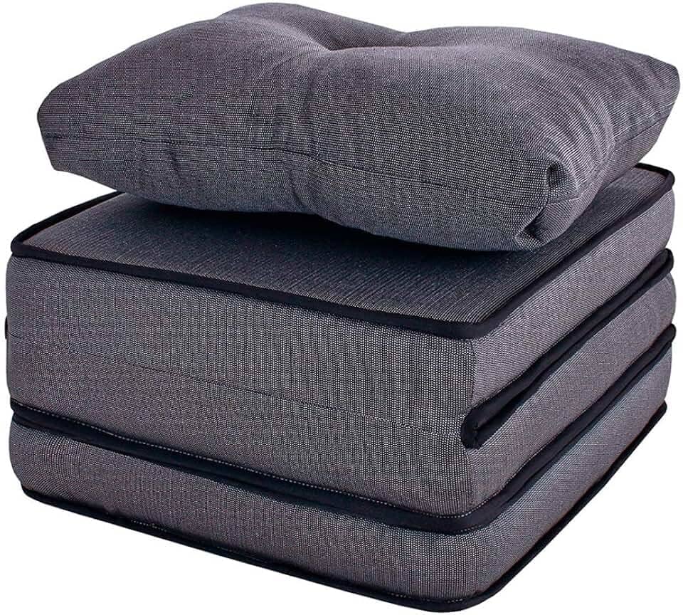 Puff Multiuso com Lençol e Travesseiro Solteiro 3 em 1 em Tecido e Courvin Bf Colchões