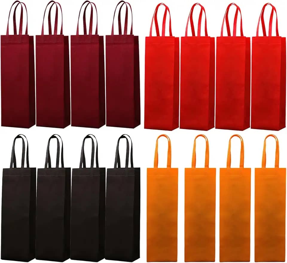 48 unidades de sacos de garrafa de vinho, conjunto para garrafas individuais, 12 de tecido não tecido vermelho, laranja, bordô, café