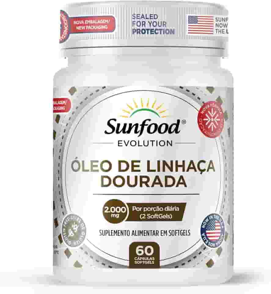 ÓLEO DE LINHAÇA DOURADA 2.000MG 60 SOFTGELS SUNFOOD EVOLUTION