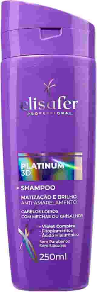 Elisafer, Shampoo, Para cabelos Loiros, com mechas ou Grisalhos, Platinum 3D, Extend pro, 250ml