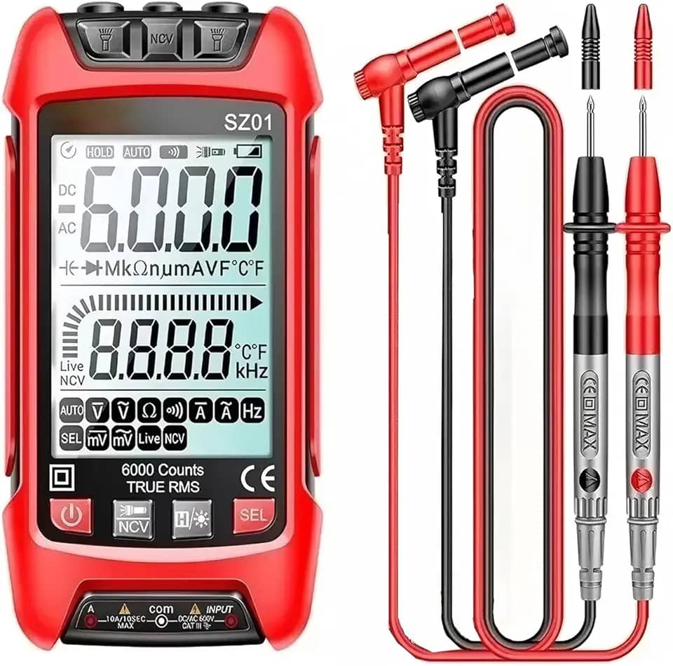 Multímetro Digital Portátil Profissional,com Iluminação - Corrente Ac - Dc Tensão 0~600V,Multímetro Digital com Sensor,6000 Contagens