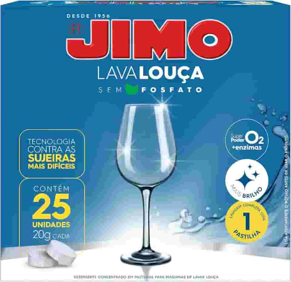 Jimo Lava Louça Detergente Concentrado Remove Sujeiras Difíceis Alto Poder Desengordurante Super Brilho Biodegradável 25 pastilhas
