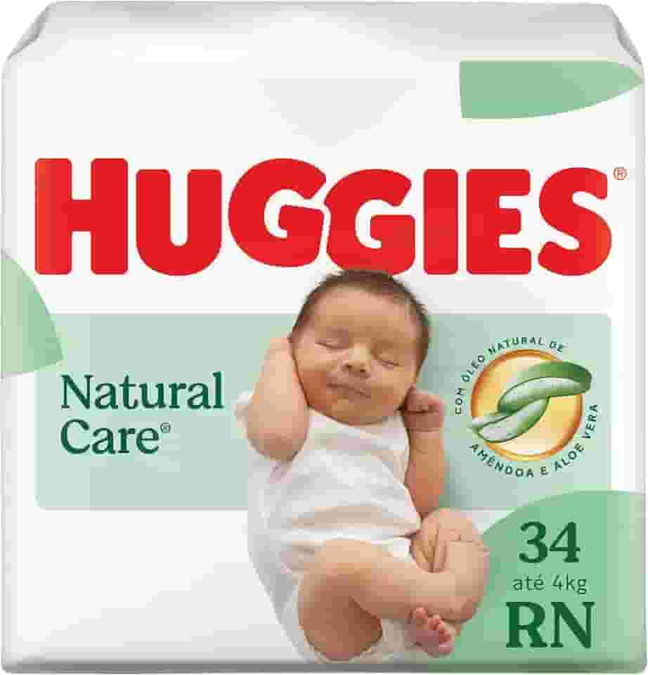 Fralda Huggies NATURAL CARE RN 34 unidades, Branco