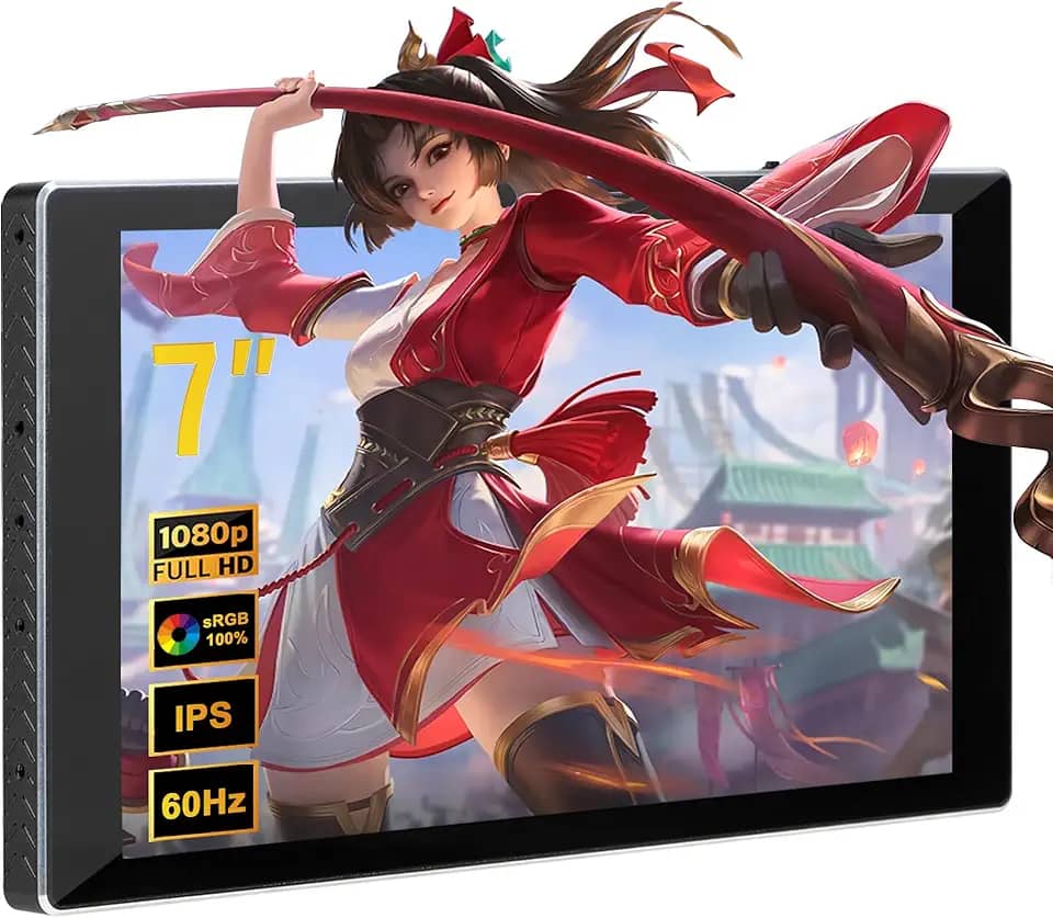 Monitor portátil de 7 polegadas Monitor de bolso 1080P FHD com tela sensível ao toque para jogos para caixas/PS4/XBOX/Switch