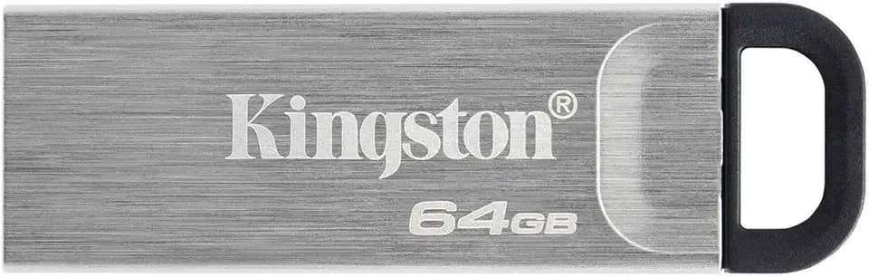 Kingston DataTraveler Kyson 64GB High Performance USB 3.2 Metal Flash Drive | Velocidades de até 200 MB/s | DTKN/64 GB