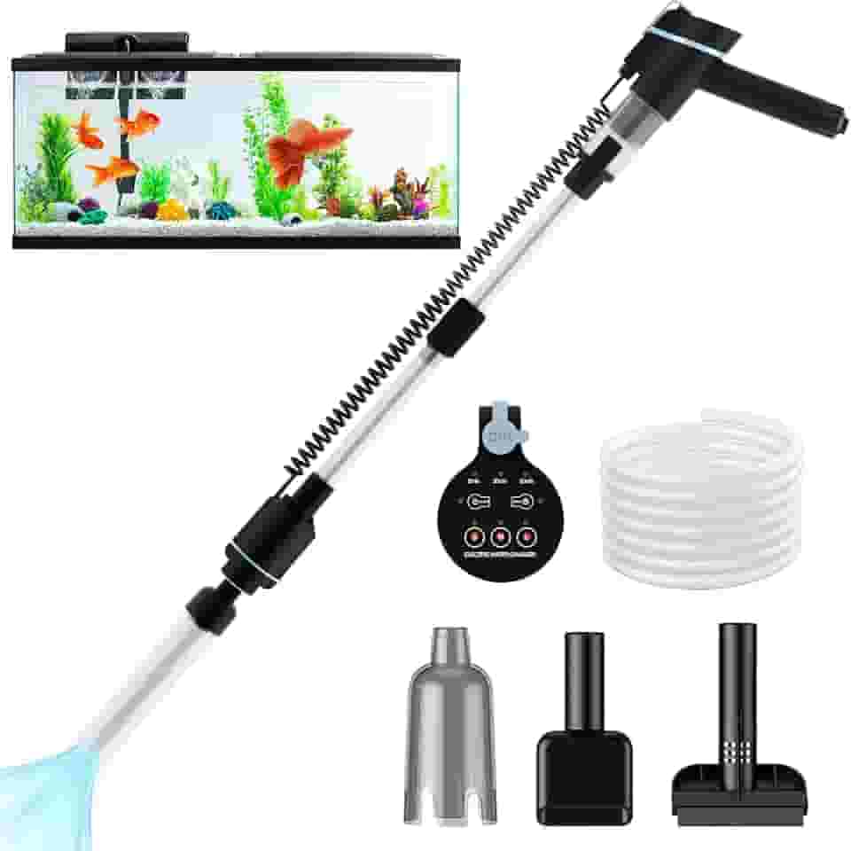 Kit de Limpeza 6 em 1 com Sifão para Aquários Elétrico,Sifão Aspirador para Limpeza de Aquário com Bomba de Sucção,Mangueira de 1.7 Metro,Raspador e Cabo (110-220V)