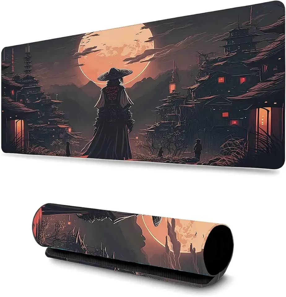 Mouse Pad Gamer Profissional Confortável Antiderrapante Escritório e Games 90x40cm Diversas Estampas Samurais (Samurai | 9)