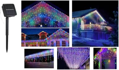 Cascata 400 Leds Prova D'água Luz Solar 9,5m Natal Colorido Bivolt