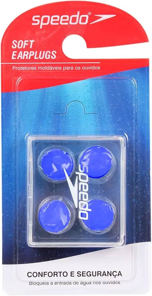 Protetor Auricular, Speedo, Soft Earplugs, Silicone Moldável Reutilizável com Estojo Protetor - Azul