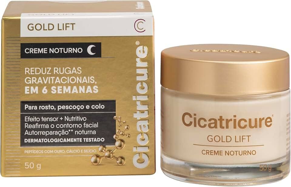 Cicatricure Gold Lift Creme Noturno Facial Hidratante Antirrugas com Efeito Tensor, Nutritivo para Autorreparação, Reafirma Contorno, Reduz Rugas Gravitacionais em 6 Semanas, Clareador 50g