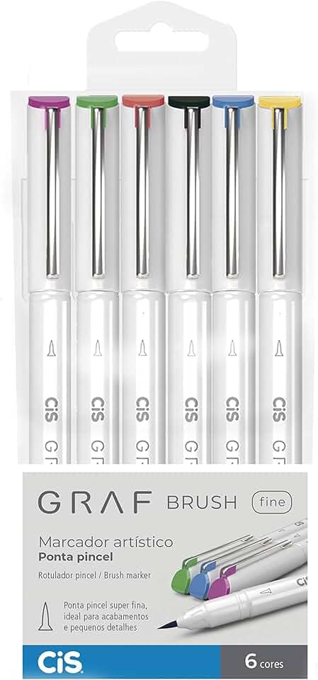 Marcador Artístico Ponta Pincel, CiS, Graf Brush Fine, 59.9500, 6 Cores