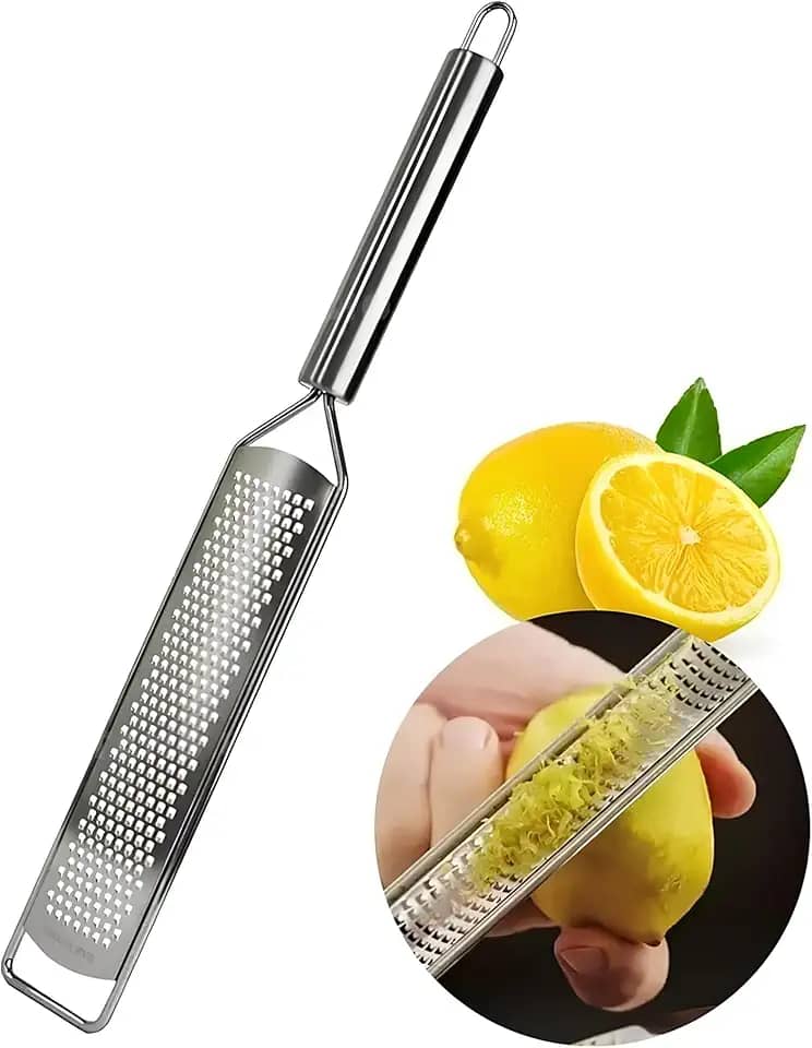 Ralador Zester 2 Faces em Aço Inox Premium – Utensílio de Cozinha Multiuso para Ralar Queijo, Casca de Limão, Gengibre, Noz-Moscada, Chocolate, Coco e Especiarias Secas, Leve e Durável