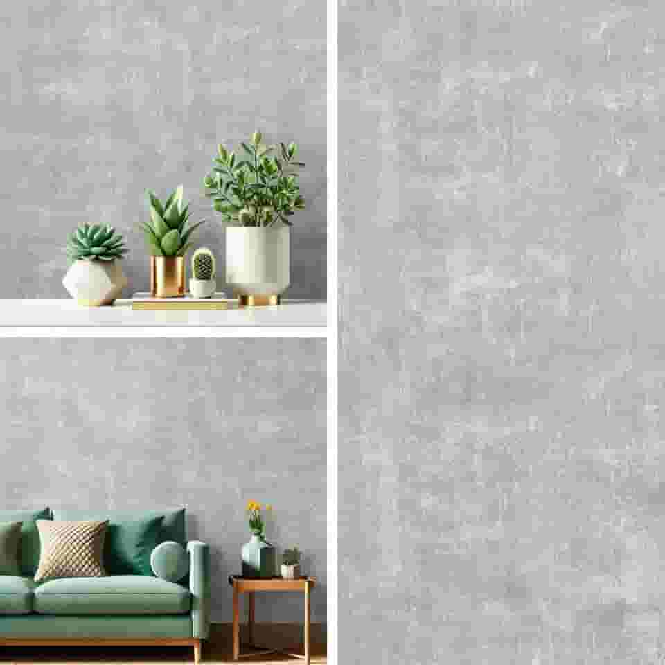 Papel De Parede Adesivo Industrial Cimento Queimado 5 M x 45 Cm (Cimento Queimado Claro)