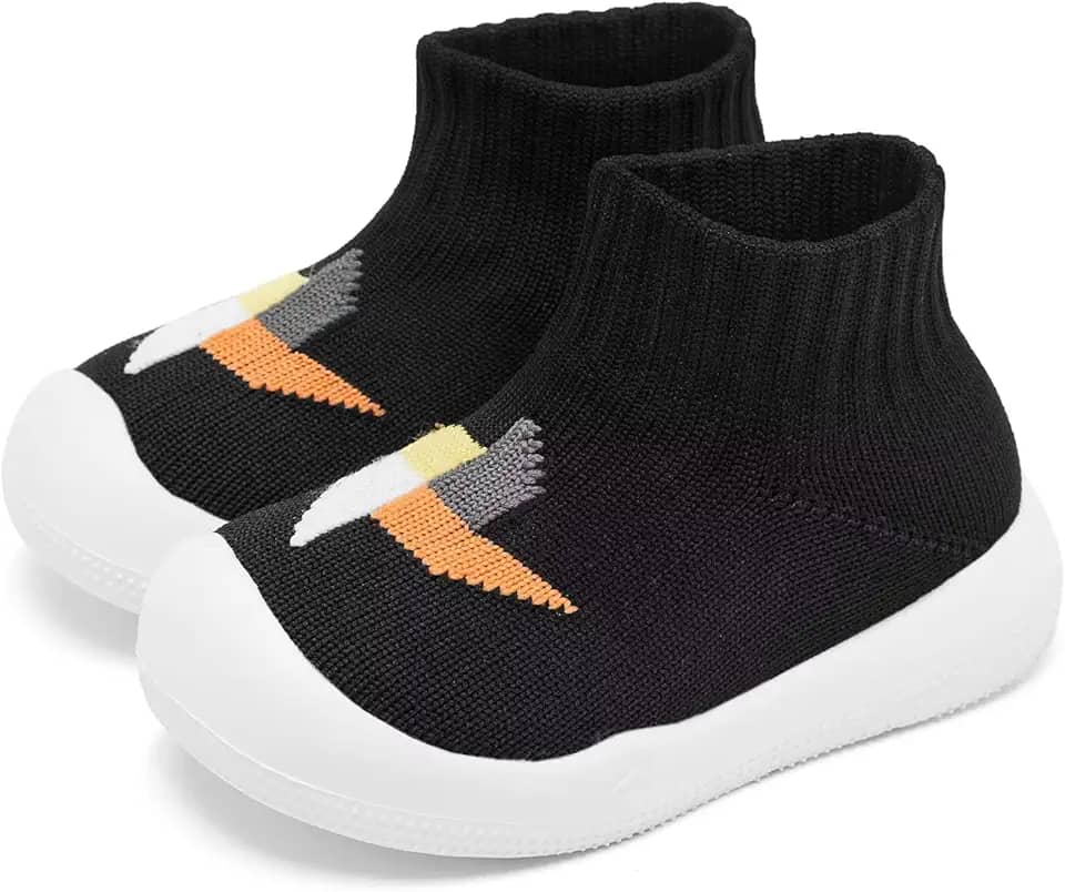 Sapatos de caminhada para bebês, meninos, meninas, antiderrapantes, para uso interno, respirável, quente, elástico, com sola de memória, protege os dedos dos pés e atividades ao ar livre