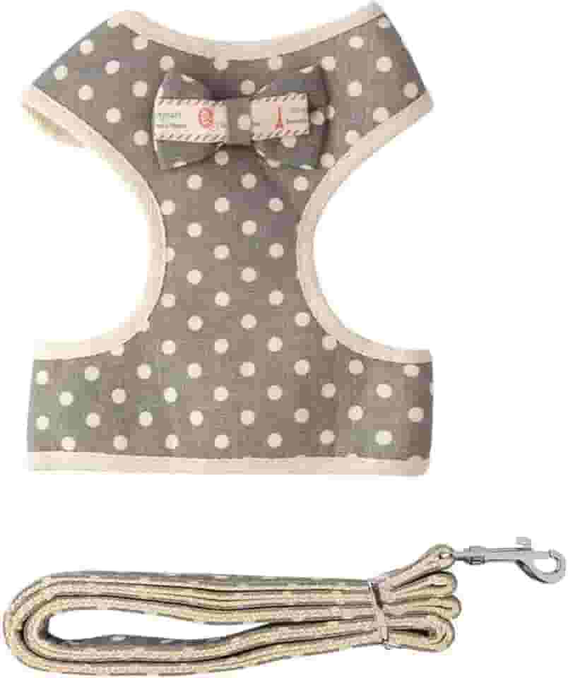 Guia com Peitoral para Pet com Peitoral em Poliéster para Cães e Gatos de Pequeno Porte e Filhotes - Anti Puxão (Cinza)