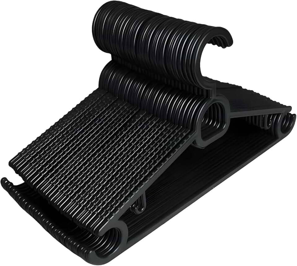 Kit 20 Cabides Adulto Preto Antideslizante Reforçado | Cabide Resistente Para Roupas Pesadas Calças Camisetas | Contém Porta Gravata, Cinto e Lenço,Camisas, Ternos Gancho para Vestido | CSCABIDES