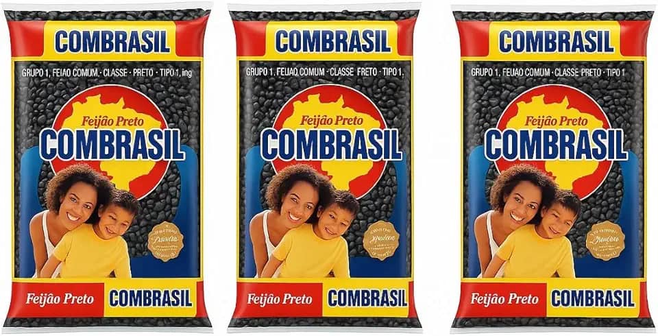 Combrasil Feijão Preto Tipo 1, 1Kg, Grupo 1 Classe Preto, 3 Pacotes