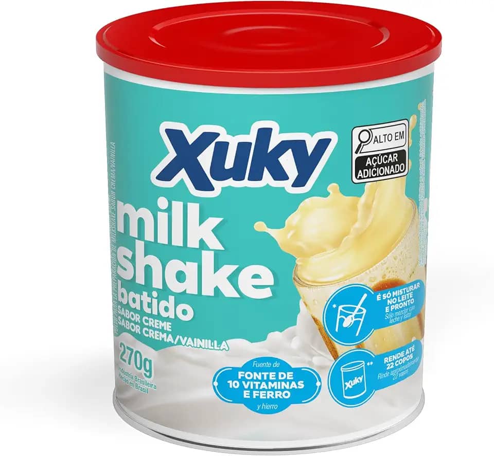 Xuky – Milkshake em Pó Sabor Creme 270g | Preparo Rápido com Leite | Textura Aerada e Sabor Suave | Ideal para Bebidas Lácteas e Sobremesas
