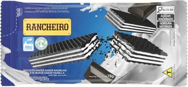 Wafer Rancheiro Recheado Sabor Baunilha – Biscoito Crocante 78g – Lanche Prático e Delicioso