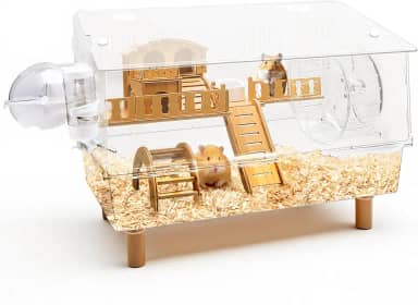 Kalolary Gaiola grande de acrílico para hamster, gaiolas de gerbil de 2 camadas com visualização totalmente transparente, casa de hamster aberta com todos os acessórios para hamster anão, gerbos