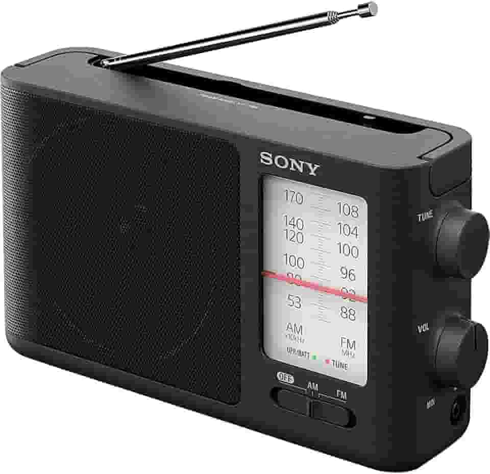 Sony Rádio FM/AM portátil de ajuste analógico ICF-506, preto, 1 kg