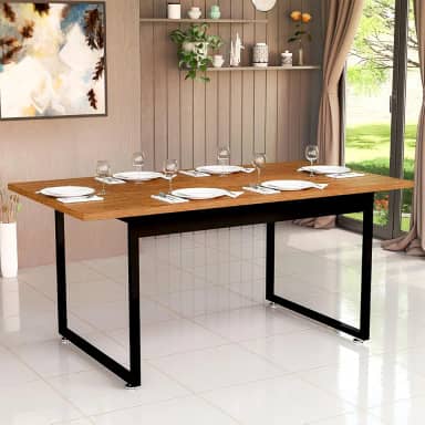 Mesa De Jantar Estilo Industrial Luxo Pés de Ferro Para Sala E Cozinha Área Gourmet (Nature)