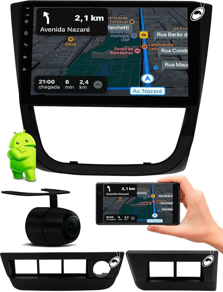 Multimídia 9" Polegadas Android Gol Voyage Saveiro G5 + Câmera de Ré (Grafite)