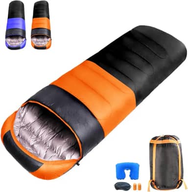 ODESUN Saco de dormir para adultos, mochila leve, à prova d'água, clima frio -1,1 °C - Sacos de dormir quentes e espessos com zíper para acampamento, viagem, ciclismo, quatro estações