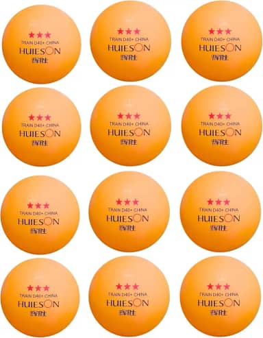 12 Bolas Ping Pong Huieson 3 Estrelas D40+ Plástico Abs