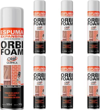 Espuma Expansiva Poliuretano 500Ml 340Gr Orbi - 6 Peças