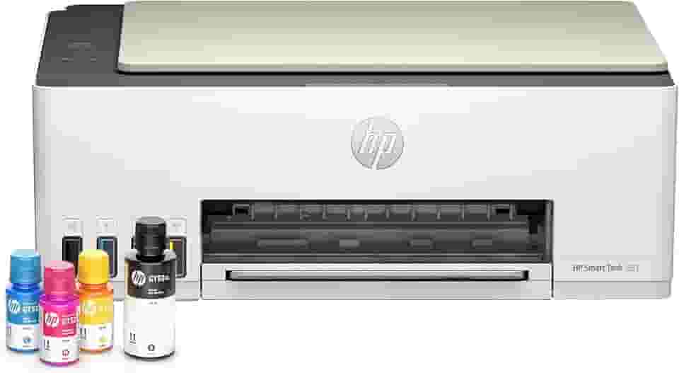 Impressora Multifuncional HP Smart Tank 583 Tanque de Tinta Colorida Wi-Fi com autorreparo, USB - Impressora, Copiadora e Scanner Cor: Branco (4A8D8A)