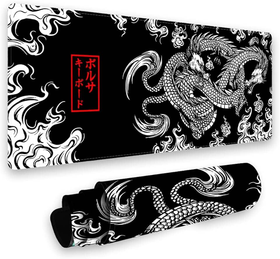 Mouse Pad Gamer Profissional Antiderrapante Games 90x40cm Dragão Preto