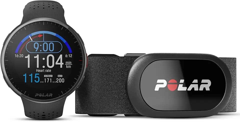 Polar Kit Pacer Pro Preto + Sensor de Frequência Cardíaca H10 Preto - Relógio com GPS, Ultraleve, Botões aderentes, Programas de treino e recuperação, Monitor de FC, Contraste de tela aprimorado