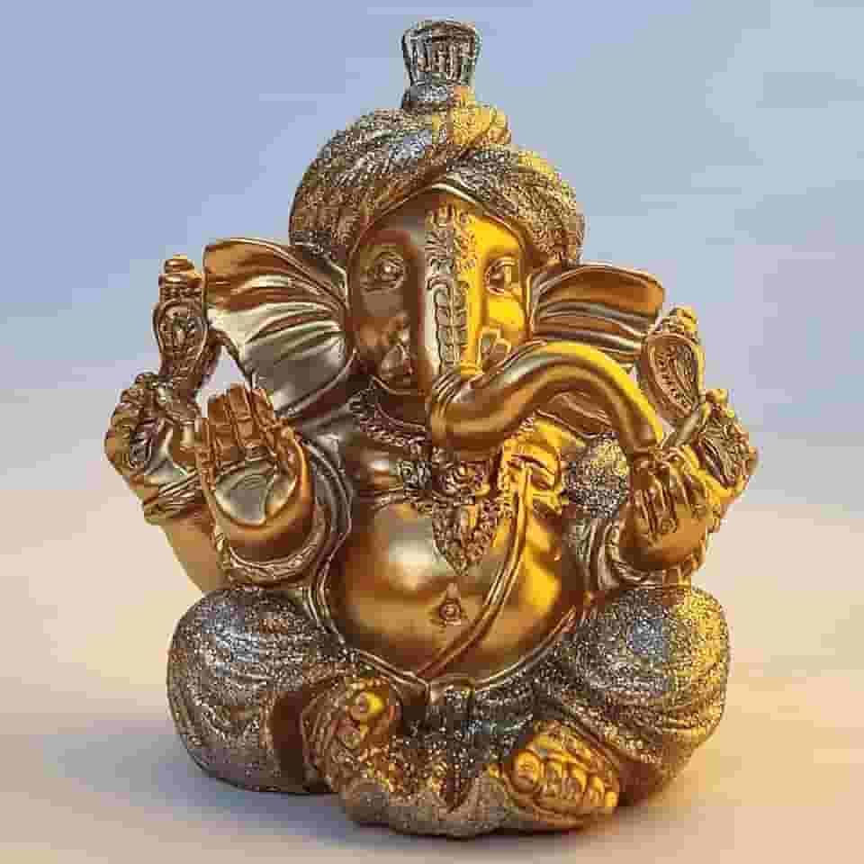 Ganesha decorativa em resina Hindu Deus Sorte Prosperidade Sabedoria (ganB118D)