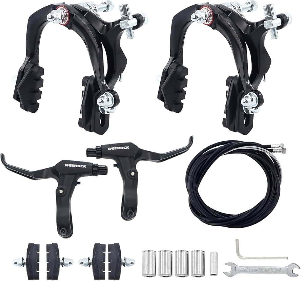 WEEROCK Conjunto de freio de bicicleta Calip, conjunto de freio C dianteiro e traseiro, conjunto de freio de aro com alavancas de freio de liga de alumínio, cabos de bicicleta para bicicleta infantil,