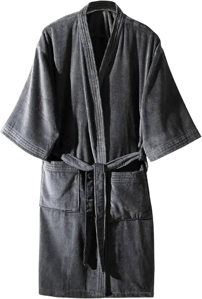 Roupão Adulto Banho Unissex 100% Algodão Dohler Confort – Felpudo, Aveludado, Toque Macio, Manga 3/4 Tamanhos P ao GG