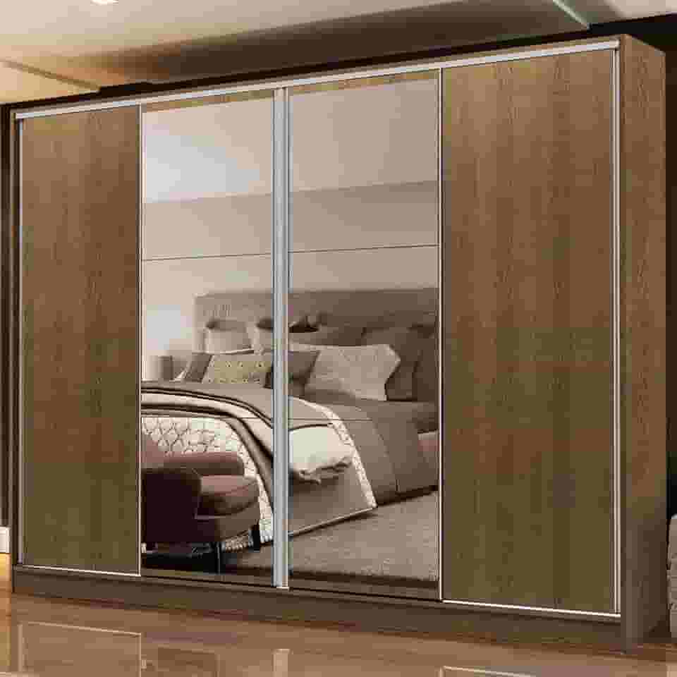 Guarda-roupa Casal Madesa Apolo 4 Portas de Correr com Espelho