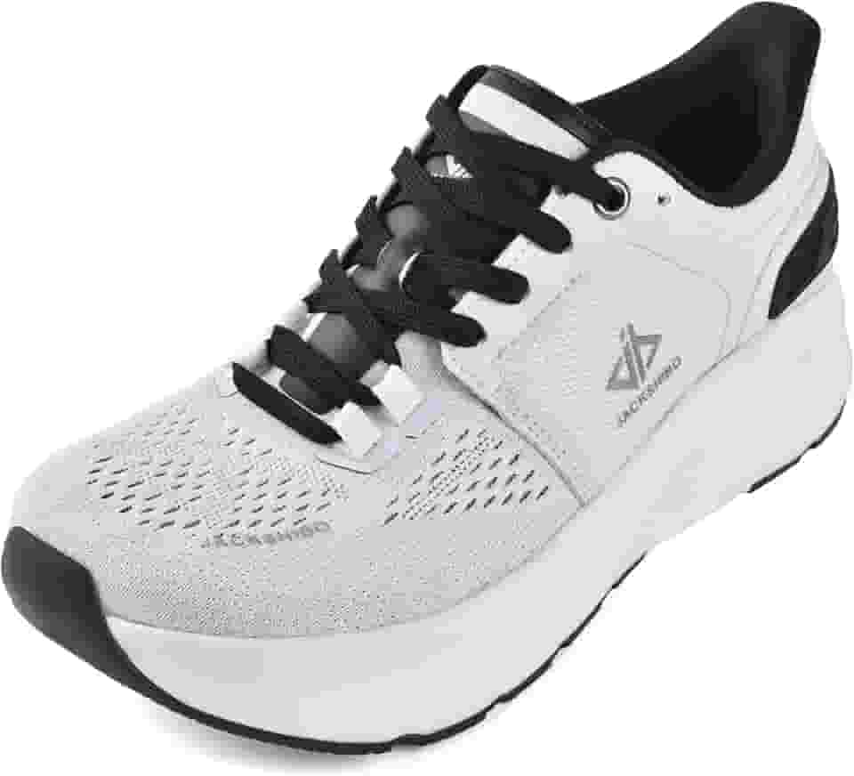 Tênis masculino com bico largo, sem fecho, suporte de arco, tênis de corrida com estabilidade de amortecimento grosso, tênis ortopédico para caminhada