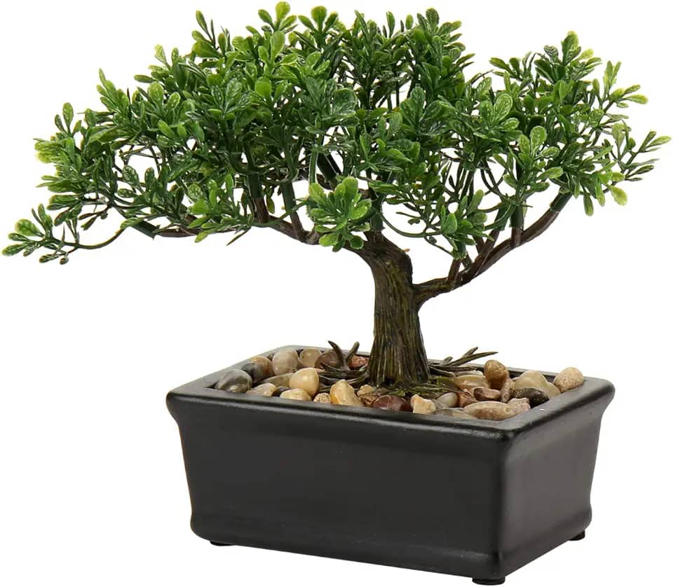 Bonsai artificial de zimbro, plantas falsas para ambientes internos, pequenas plantas falsas, decoração com vasos de cerâmica para casa, mesa, escritório, banheiro, prateleira, quarto, sala de estar,