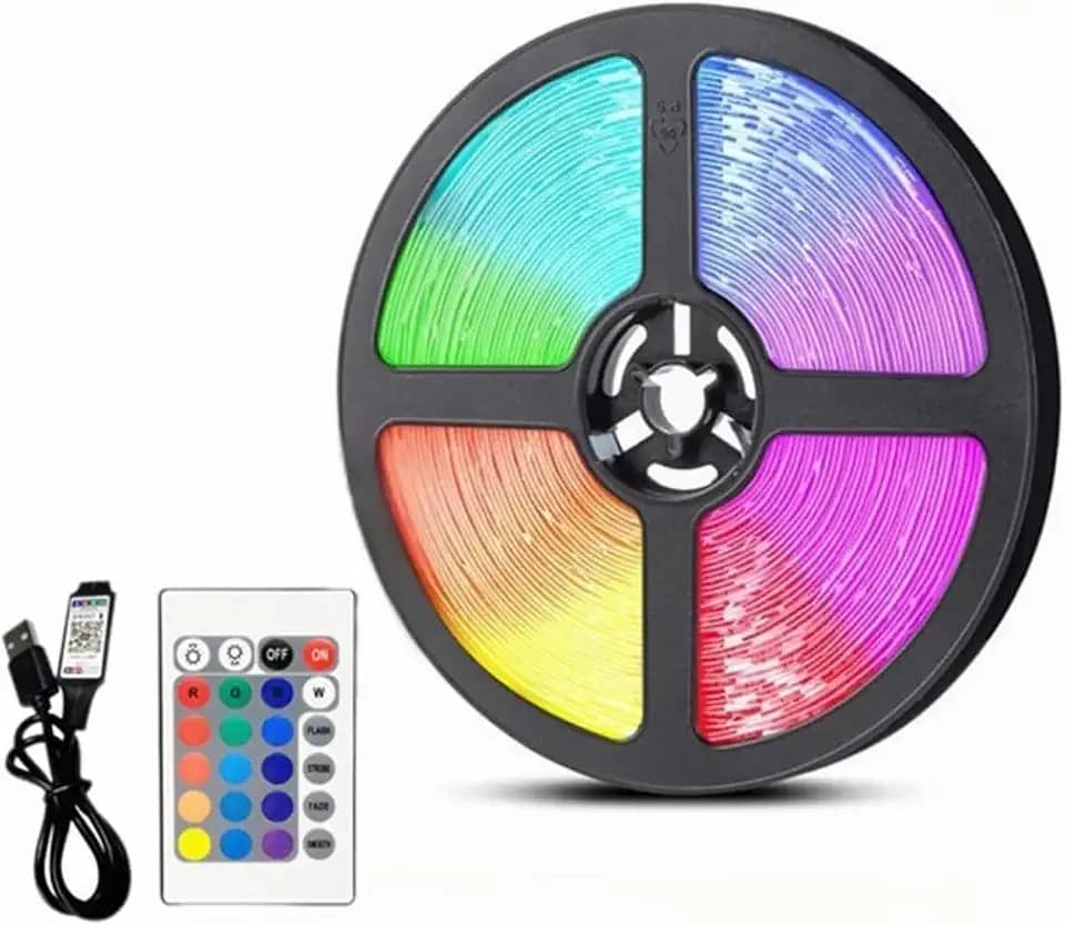 Fita LED RGB 5050 3Metros IP65 - Controle Remoto e Fonte Completa (COLORIDA)