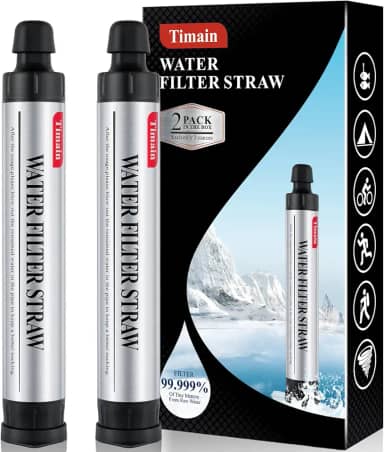 Timain Filtragem De 4 Estágios De 2 Pacotes, Palha De Filtro De Água Pessoal De Alta Taxa De Fluxo, Sobrevivência Do Purificador De Água Para Kits De Emergência, Viagens, Acampamento, Caminhada, Pesca