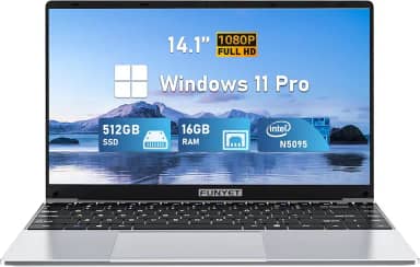 Notebook para jogos FUNYET de 14 polegadas, Windows 11 Pro 2025, 16 GB de RAM, SSD de 512 GB SSD, processador N5095 de 11ª geração (até 2,9 GHz), FHD 1920 x 1080