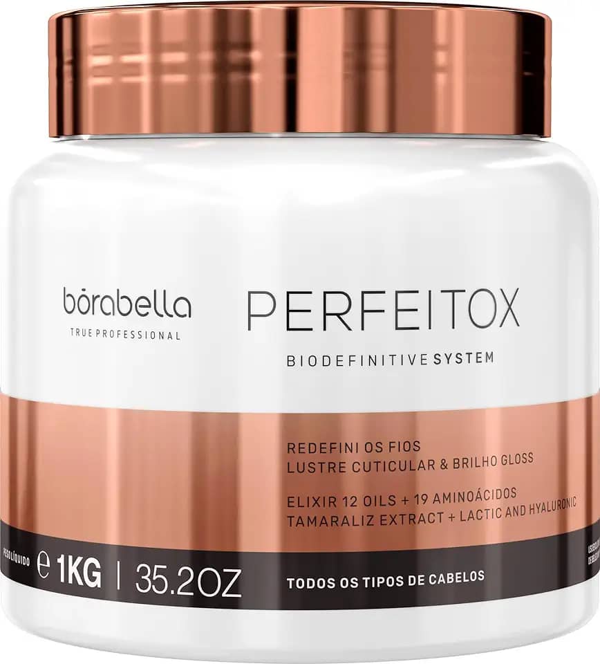 Botox Capilar Borabella Perfeitox 1Kg - Máscara Tratamento Cabelo, Brilho Espelhado e Redução de Volume, Anti Frizz