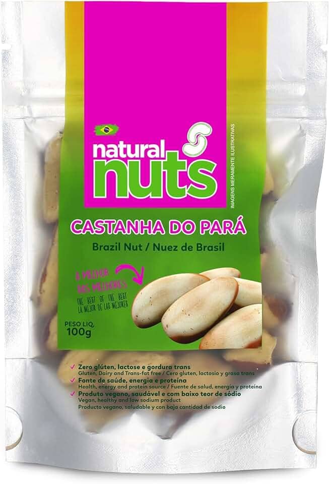 Castanha do Pará Natural Nuts | Fonte de Nutrição e Bem-Estar | Livre de Glúten, Lactose e Gorduras Trans | Produto Vegano, Natural e Saudável | Ziplock de 100g