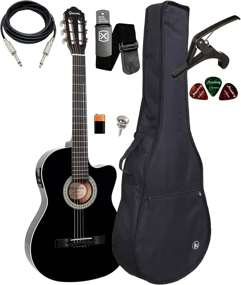 Violão Elétrico Giannini Sf14 Aço Flat Kit Capa E Acessorios