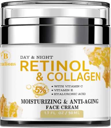Creme de retinol para rosto antienvelhecimento: creme de rugas para rosto e pescoço com ácido hialurônico de colágeno - hidratante noturno para homens e mulheres - presentes de cuidados com a pele