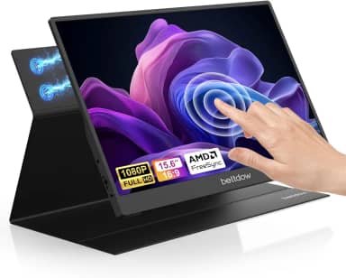 Bettdow Monitor Portatil Touchscreen 15,6'', FHD 1080P Monitor Portátil Conectado Com USB C Dupla/HDMI, IPS Extensor De Tela para Notebook com VESA e Funda Inteligente magnético, Plug and Play